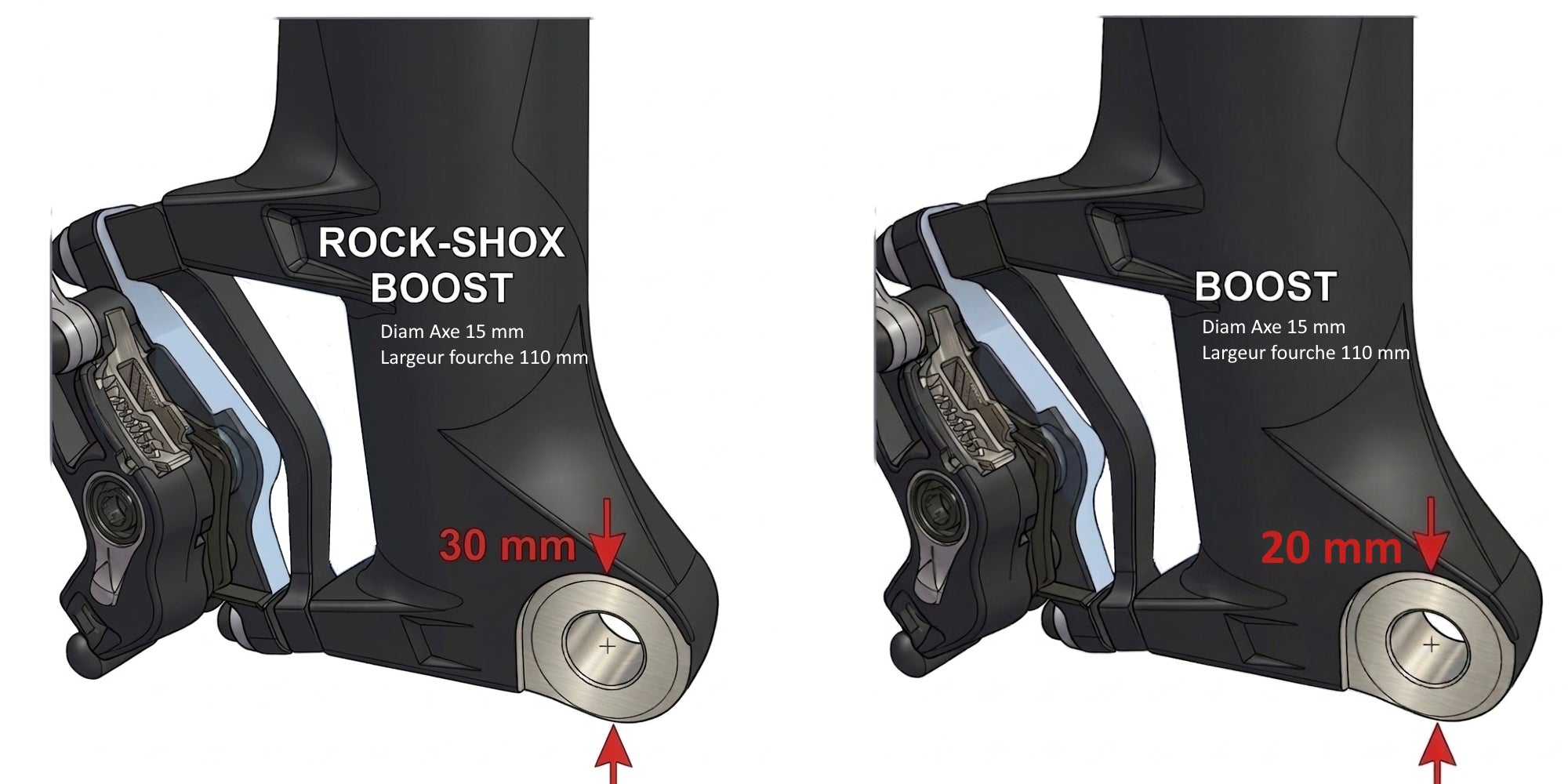 FYB- Kit complet - Flip Flop  - axe 15 mm - longueur 110 mm - Boost- Pour Rock Shox